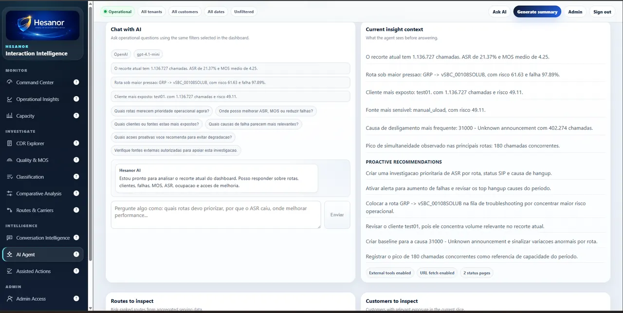 Hesanor AI Agent screenshot